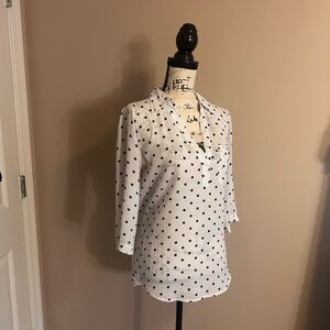 New York & Company Black and White Polka Dot Top